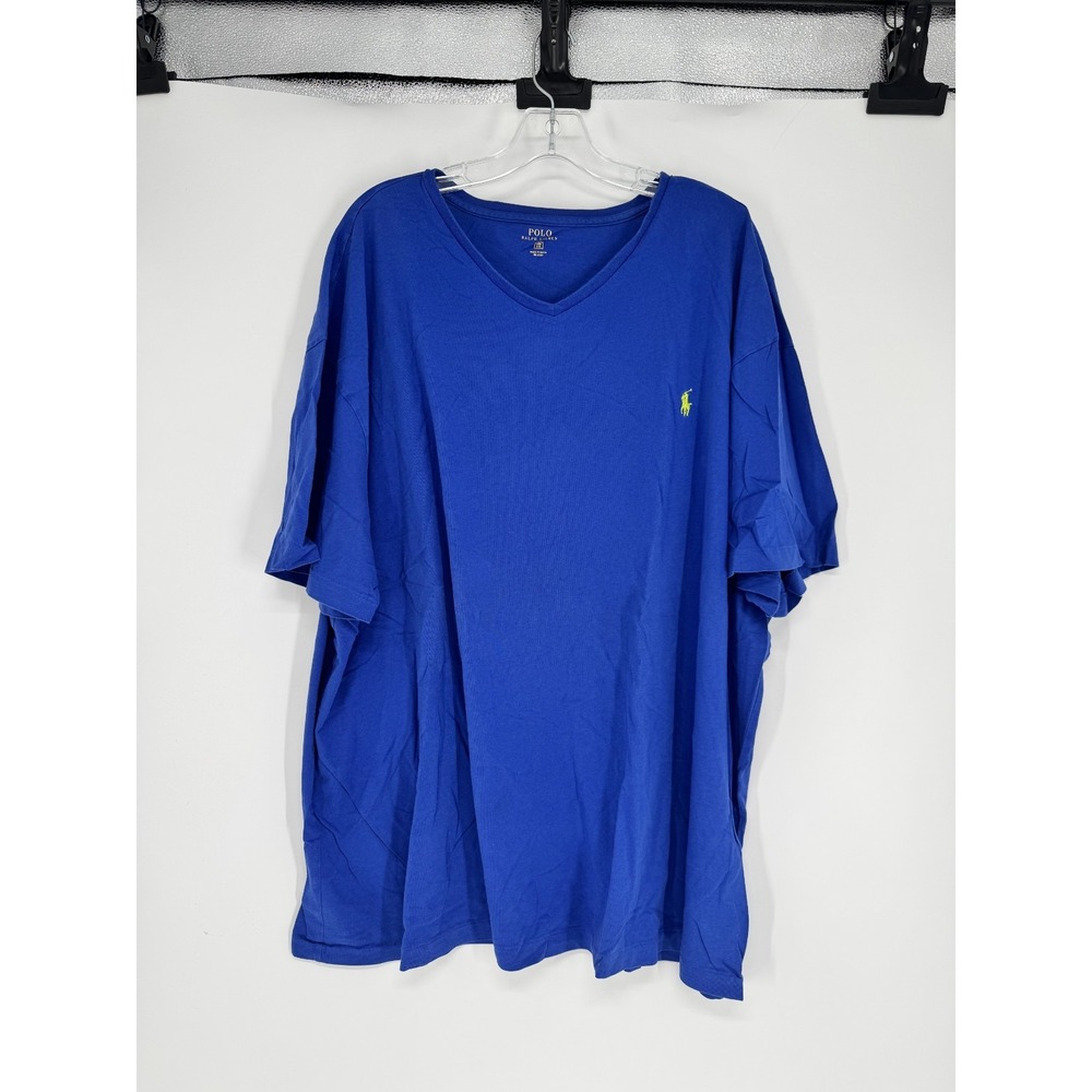 Polo Ralph Lauren T Shirt 3XL Big 3XB Blue Pony Logo Short Sleeve V Neck Tee